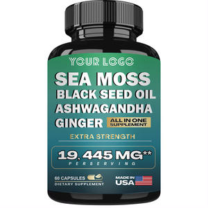 Suplemen Herbal minyak biji hitam jahe Ashwagandha lumut laut organik kapsul detoks alami & dukungan anti-inflamasi <span class=keywords><strong>60</strong></span> buah - Product Image 1