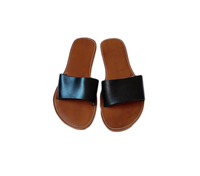 Sandales plates pour femmes en cuir véritable, style marocain, faites à la main, à enfiler, antidérapantes, de haute qualité