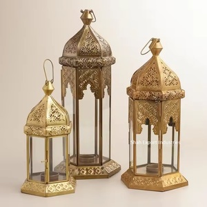 Trendy Design Metal and <b>Glass</b> Hanging Candle <b>Lantern</b> Gold Finished for Indoor & Outdoor Decor Handmade <b>Lanterns</b> - Product Image 4