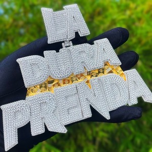 Colgante de moissanita VVS pasa probador de diamantes colgante de logotipo personalizado joyería de hip hop de acero inoxidable S925 colgantes y dijes de plata - Product Image 6