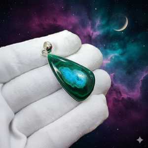 Pendentifs de charme faits à la main Pierres de guérison naturelles Bijoux Argent 925 Poli Pierre de guérison Malachite Pendentif de charme en forme de goutte d'eau - Product Image 2