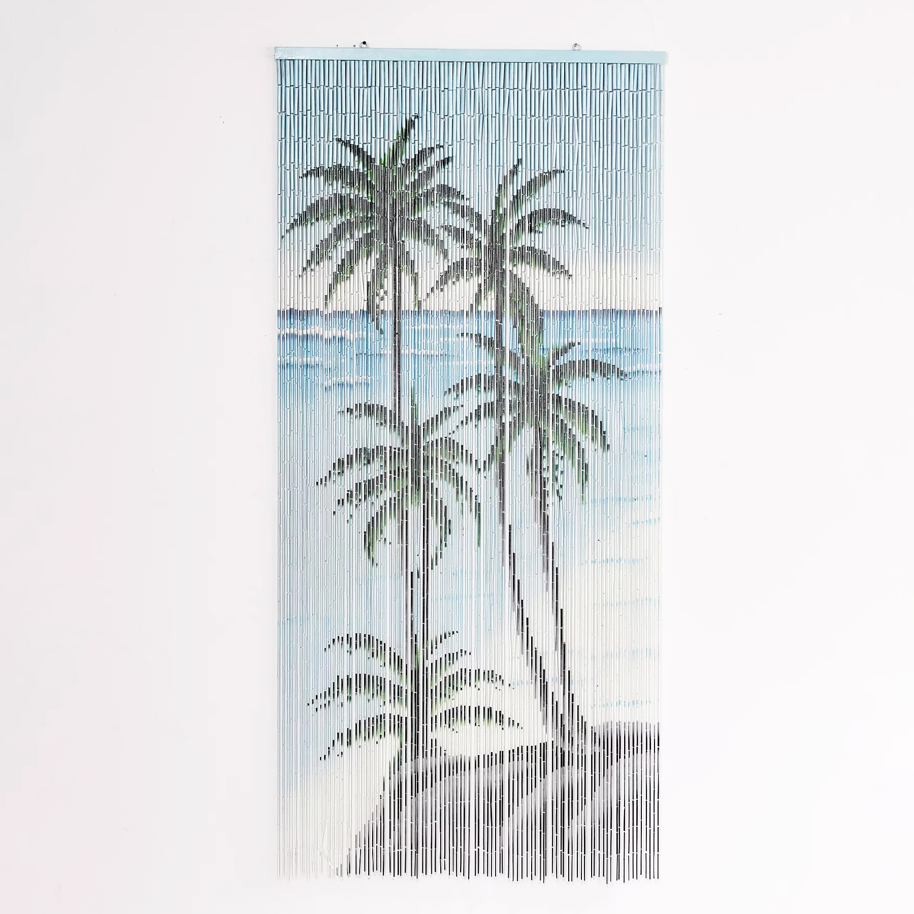 Verduisterende gordijnen met tropisch palmblad patroon thermische gordijnen voor slaapkamer en woonkamer 168 x 229 cm 2 panelen met oogjes ontwerp decoratieve raambehandelingen met 229 cm lang