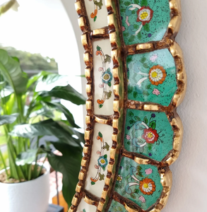 Beautiful Turquoise <b>Gold</b> <b>Mirror</b>, 70cm Oval, Interior decoration, Decorative <b>mirrors</b> Venetian Silver Accent - Product Image 3