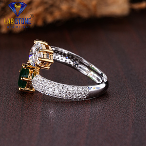 Anillo de oro blanco con piedras preciosas y diamantes cortados en PerA TDW 3.148 de Lab-Stone Diamond Ring Color de la piedra de la Piedra del anillo del color del - Product Image 3