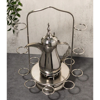Tafeldecoratief Arabisch design metalen kopjes- en theepot houder, gouden kleur, milieuvriendelijk, aanpasbaar, roestvrijstalen servies
