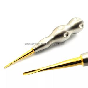 Venta al por mayor Set 6 Elevadores de raíces dentales manuales de acero inoxidable de primera calidad Patrón de luxación Mango Limpieza dorada Relleno de dientes - Product Image 2