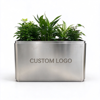 Jardinière cylindrique moderne en acier inoxydable, grand pot à fleurs rond en métal pour intérieur, extérieur et jardin commercial