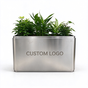 Jardinière cylindrique moderne en acier inoxydable, grand pot à fleurs rond en métal pour intérieur, extérieur et jardin commercial - Product Image 4