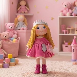 Muñeca de Trapo Princesa Hecha a Mano y Personalizable - Diseño de Vestido y Cabello Personalizado - Regalo Único para Niños - 40-45 cm - Product Image 1