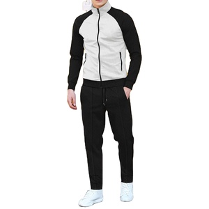 Traje informal de primavera y otoño para hombre, contraste de color de moda con manga rotadora, chaqueta de cuello alto + Pantalones, deportes casuales al aire libre - Product Image 1