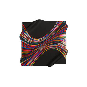 Satin Silk Designer <b>Square</b> <b>Scarf</b> with Striped Dot Pattern - Product Image 1