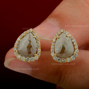 Boucles d'oreilles en or massif 18 carats véritable sel et poivre diamant Bijoux de mode Boucles d'oreilles en or diamant Bijoux productibles en 10K/14K - Product Image 5
