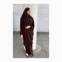 Ensemble Abaya Deux Pièces en Satin 2024, Coupe Slim Modeste, 100% Soie, Taille Naturelle, Silhouette Évasée, Tenue de Soirée Formelle pour Femme