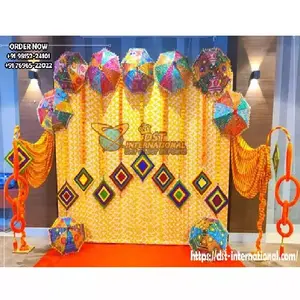 아름다운 Haldi 의식 배경 매달려 소품 DIY-멘디 & Haldi 장식 꽃 전통적인 배경 Desi 웨딩 장식