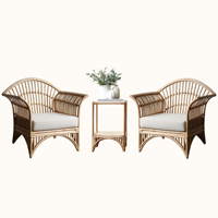 Ensemble de chaises et de tables en rotin moderne et écologique, meubles en rotin tissé naturel fabriqués à la main pour hôtel, salon de loisirs en plein air