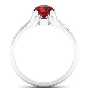 แหวนพลอยโกเมนสีแดงทรงกลมเจียระไนแบบกลมประกาย REYES น้ำหนัก 0.84 กะรัต ตัวเรือนเงินแท้ 925 ประดับด้วยมอยส์ซาไนต์ VVS เครื่องประดับสำหรับผู้หญิง - Product Image 4