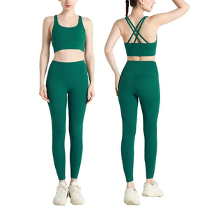Nuevo conjunto de Yoga de 2 piezas de verano para mujer, Top de nailon con espalda cruzada y Sujetador deportivo, mallas para Pilates, Fitness, chándal atlético para mujer - Product Image 1
