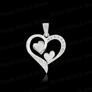 Pendentif en argent 925 de haute qualité, 24 mm, double cœur, zircon, semi-monté, vide, pour la création de bijoux en résine, cendres, DIY, or 14 carats - Product Image 3