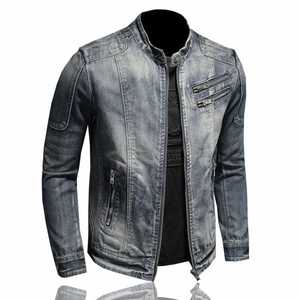 Chaqueta vaquera personalizada con cremallera para hombre, chaqueta utilitaria de 100% algodón con cuello levantado, chaqueta vaquera vintage lavada - Product Image 6