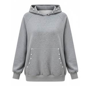 Sweat-shirts décontractés à capuche gris pour femmes, très demandés, avec logo personnalisé, design pierres, respirants, style streetwear pour l'hiver - Product Image 1
