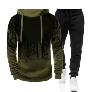OEM personalizado de los hombres más tamaño pulóver sudaderas transpirable Otoño Invierno ropa deportiva tejida conjunto de ropa con sudaderas con capucha/SweatSuit - Product Image 2