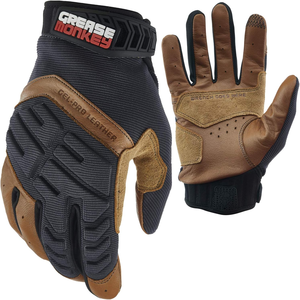 Gants de mécanicien en cuir véritable très résistants pour la protection des mains dans les sports et en plein air - Product Image 1