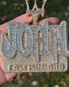 Pendentif personnalisé de luxe en moissanite plaqué or 18 carats avec couronne et texte EAST PALO ALTO, style hip-hop, qualité VVS1 - Product Image 2