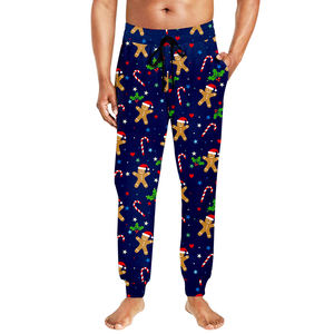 2025 pantalones de chándal de Navidad para hombre poliéster pantalones de chándal de Navidad pantalones de salón festivos ropa de vacaciones cálida - Product Image 1