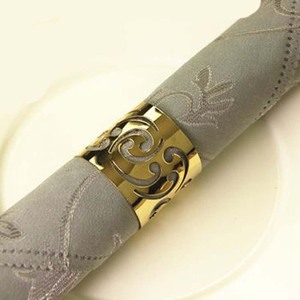 ทองสามเหลี่ยมรูปร่างการออกแบบโต๊ะรับประทานอาหารตกแต่งโลหะแหวนผ้าเช็ดปากใหม่ล่าสุดลวดพับโลหะทองแหวนผ้าเช็ดปาก - Product Image 5