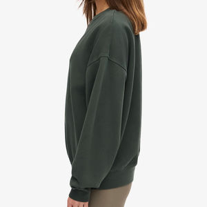 Sudadera en blanco de menta verde con cuello redondo recortada a precio de fábrica para mujer, ropa de calle sostenible, sudaderas con capucha y sudadera para mujer - Product Image 3