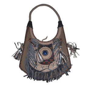 Bolso bandolera bohemio tribal de cuero con flecos de gamuza estilo étnico hecho a mano para mujer - Product Image 2