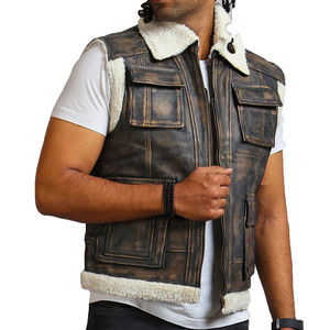 Gilet en cuir véritable pour homme, en peau de mouton, élégant, vêtement d'extérieur, best-seller, de haute qualité, chaud, fourrure respirante - Product Image 4