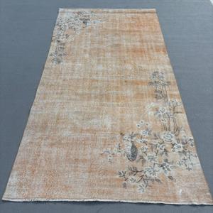 5.6x10.4 ft Rug, Vintage Rug, Turkish <b>Brown</b> <b>Wool</b> Ikat Rug - Product Image 1