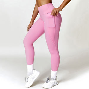 Leggings de yoga avec contrôle du ventre à la mode Leggings de fitness taille haute personnalisés avec poches pour femmes - Product Image 3