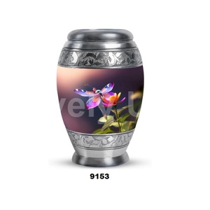 Hot Selling Dragonfly Sits Flower Funeral Urn Ashes Small Keepsake Burial Urn for Adult Human Ashes With Free <b>Velvet</b> <b>Bag</b> - Product Image 1