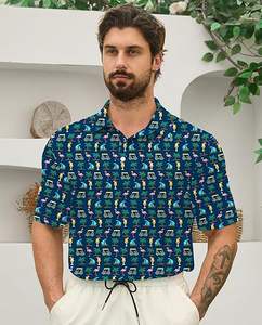 Polos de talla grande para hombre, Polo de tela de punto transpirable, Polo de estilo vintage, Polo de manga corta para hombre - Product Image 2