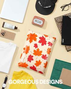 Bolsas de Poliéster 25x33cm con Cierre Autoadhesivo, Impermeables, Resistentes a Desgarros, Duraderas, Diseño de Hojas de Arce Otoñales de 2.3M - Product Image 4