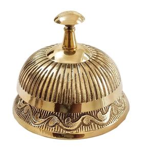 High Quality Embossed Design Nautical Brass <b>Desk</b> Bell Modern Polished Metal Crafts Table Call for Home Office Reception - Product Image 2