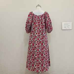 Vestido largo bohemio con estampado de bloques florales de algodón indio para Mujer | Ropa informal tradicional - Product Image 1