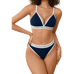 Meilleure qualité Logo personnalisé femme jeune fille dames Sexy coton sans fil soutien-gorge bref ensembles broderie sous-vêtements culotte et soutien-gorge ensemble - Product Image 1