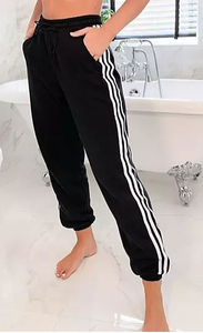 Pantalon de survêtement de jogging personnalisé pour femmes coupe ample taille élastique bas côtelé pantalon Hip Hop pour entraînement de rue 100% coton pantalon droit - Product Image 4