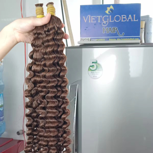 100% Cabello camboyano vietnamita crudo Color marrón Cabello rizado profundo Cutícula alineada Variedad de cabello Longitud y color - Product Image 1