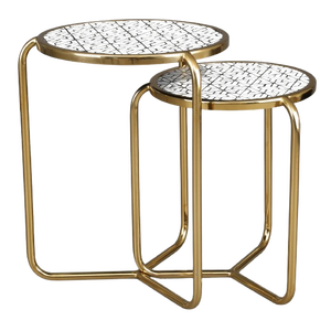 Marco de metal, parte superior de mármol, redondo, moderno, apilable, mesa anidada, producto estándar, alta calidad, nuevo diseño, artesanía india 2025 - Product Image 2