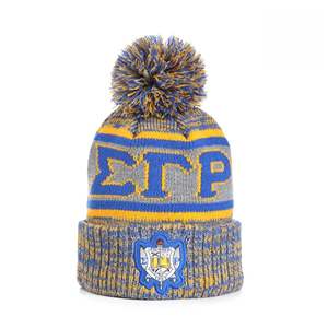 Sigma Gamma Rho Knitted 100% <b>Wool</b> <b>Beanie</b> Cap for Adults Plaid Pattern for Travel - Product Image 1