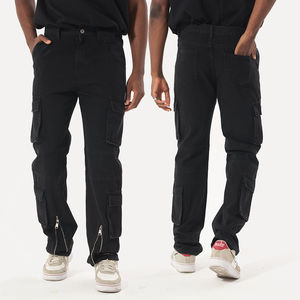 Pantalons de survêtement d'hiver en toile légère pour hommes, logo personnalisé en gros, pantalons de jogging décontractés en coton personnalisés avec un design multi-zippé - Product Image 2