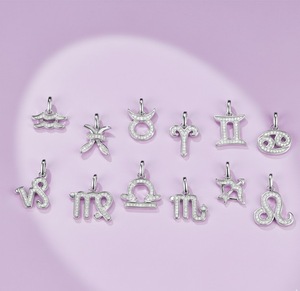 Collier pendentif en moissanite VVS avec les 12 signes du zodiaque, chaîne en argent 925 plaqué or, collier ras du cou, symbole astrologique, bijoux pour femmes, vente en gros - Product Image 2