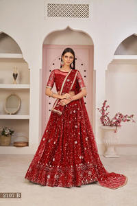 Magnifique ensemble Lehenga Choli de couleur vin broderie lourde et paillettes fonctionnent sur tous les vêtements indiens et pakistanais - Product Image 6