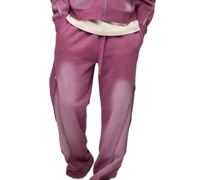 Ensemble de survêtement pour hommes avec sweat à capuche imprimé et effet délavé, 100% coton respirant en molleton, collection Hiver 2026 - Product Image 4