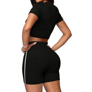 2024 personalizado sólido gimnasio 2 piezas Yoga conjuntos cortos 2 uds acanalado sin costuras Yoga conjunto Sexy ropa deportiva mujeres Yoga conjuntos cortos - Product Image 4