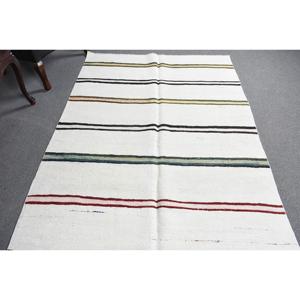 Tapis vintage 4,8 x 7,9 pieds, tapis turc, tapis persan blanc et vert - Product Image 3